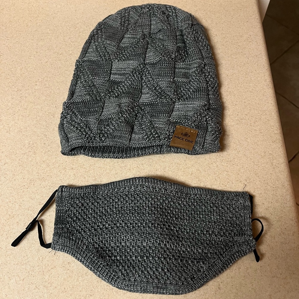 5 x NEW Men’s Page One Beanie Hat & Mask Bundle Lot - Gray